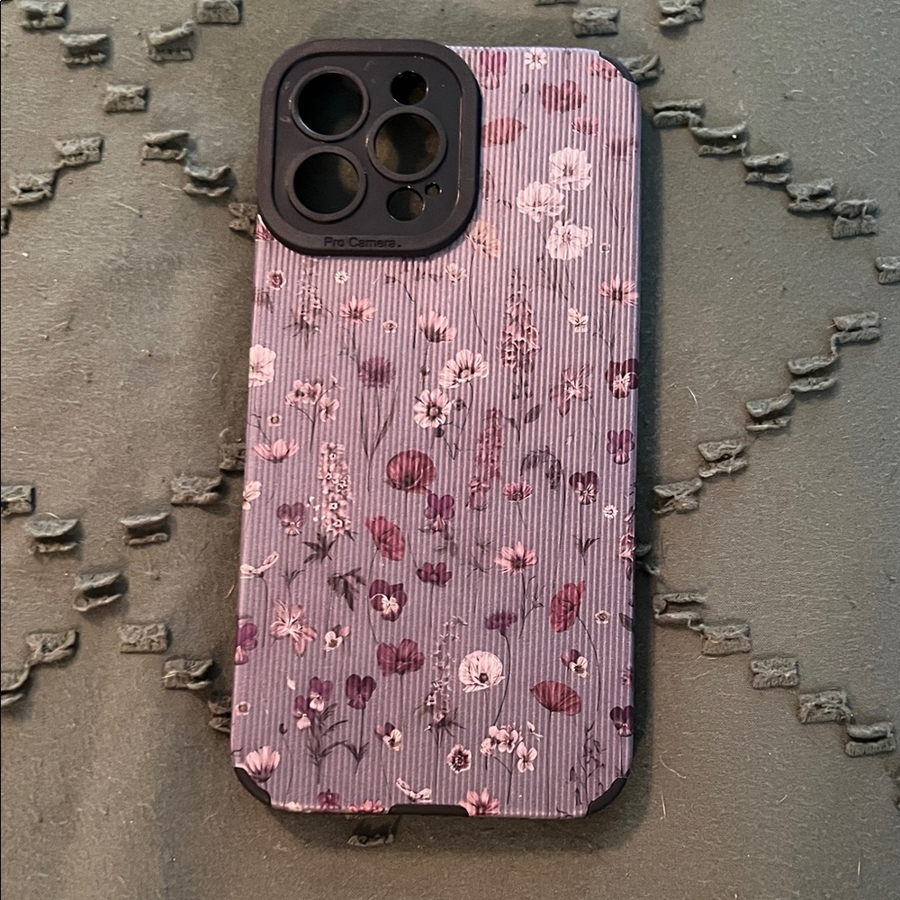 Floral Pattern Phone Case - Black and Purple